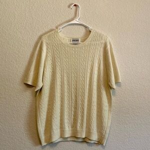 ALFRED DUNNER white sparkling knit short sleeve sweater